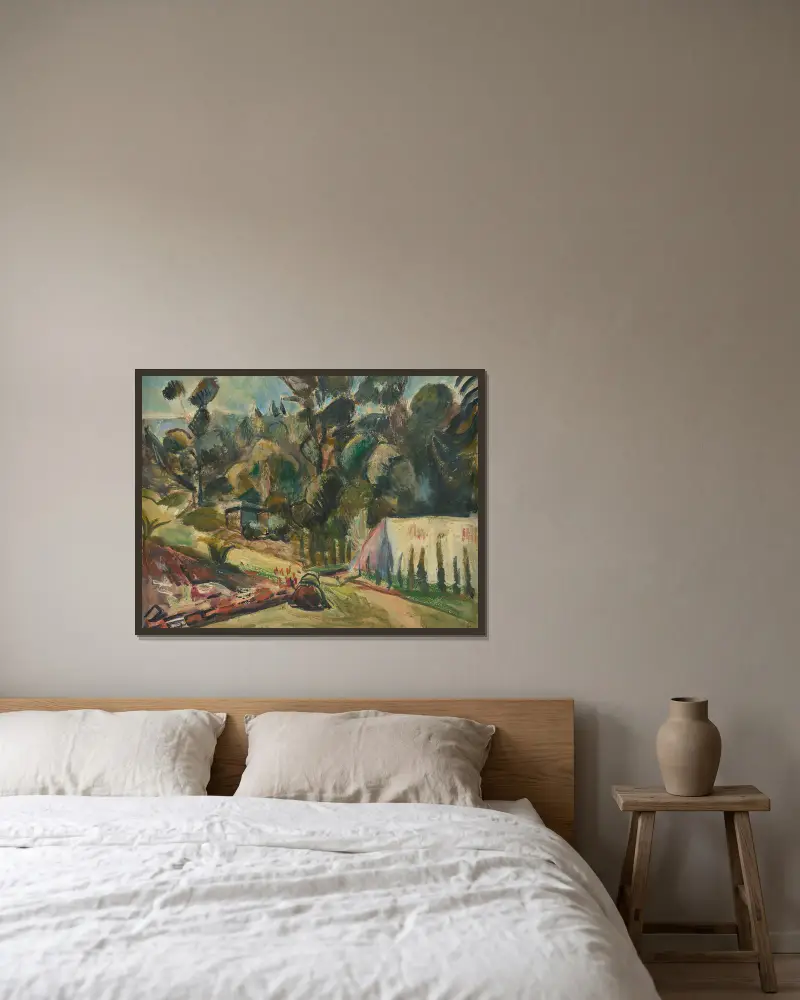 Landschaft mit Zelt av Rudolf Grossmann inramad på en vägg