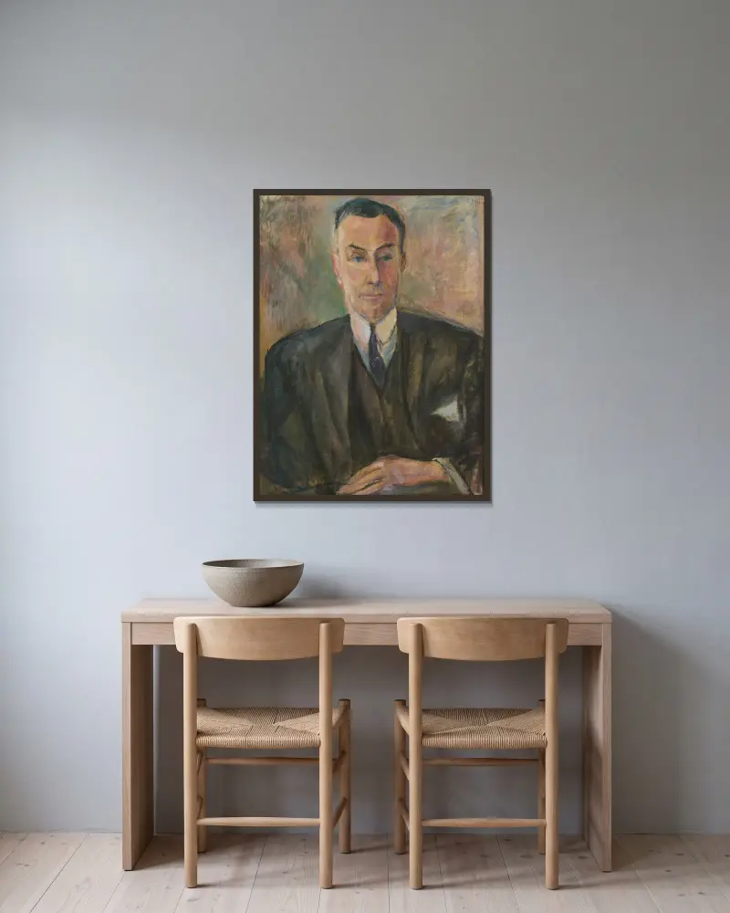 Mario Arbini av Rudolf Grossmann inramad på en vägg