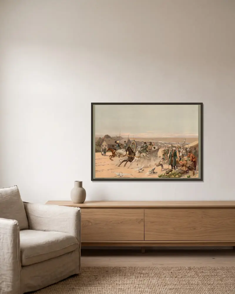 Europa – Stadt und Steppe in Südrussland von Rudolf Hellgrewe gerahmt an einer Wand