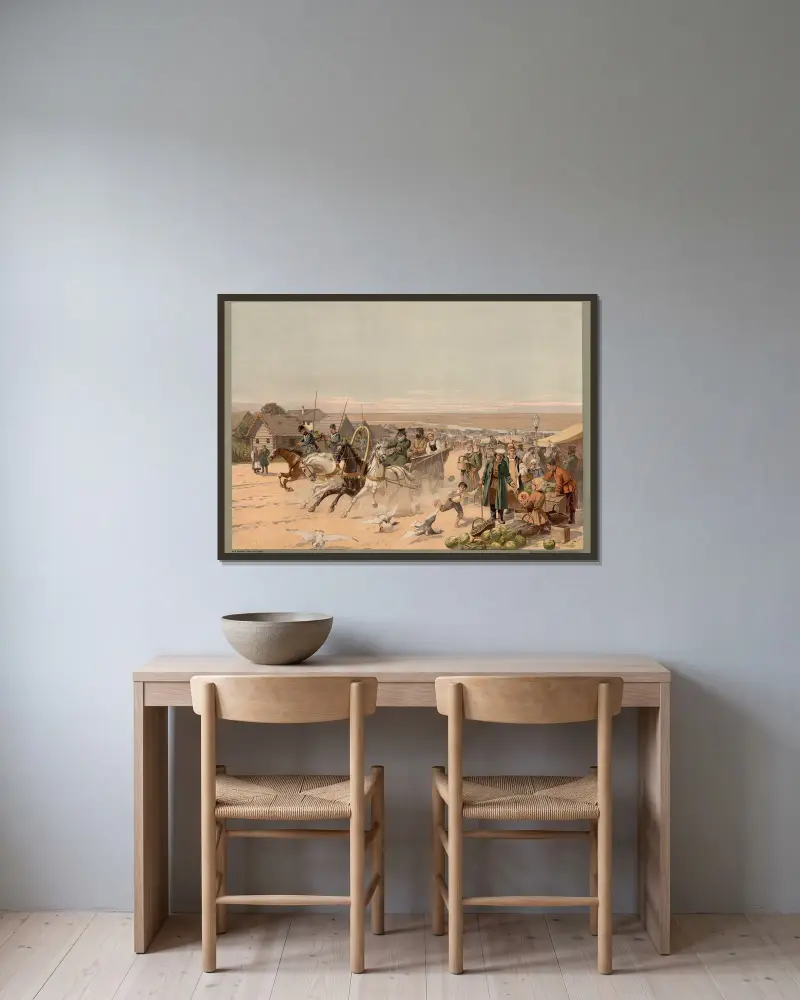 Europa – Stadt und Steppe in Südrussland von Rudolf Hellgrewe gerahmt an einer Wand