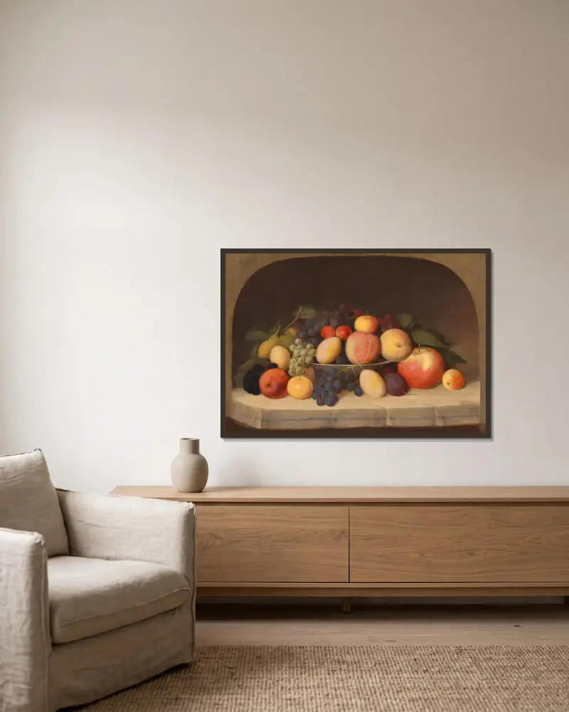 Zátiší s ovocem, Robert S. Duncanson v rámu na stěně