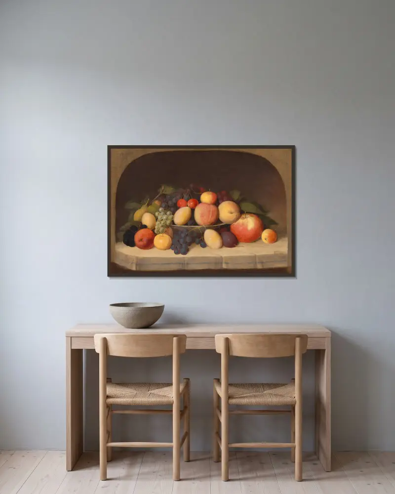 Zátiší s ovocem, Robert S. Duncanson v rámu na stěně
