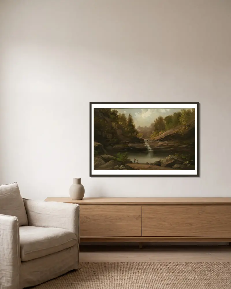 Mountain Pool av Robert S. Duncanson inramad på en vägg