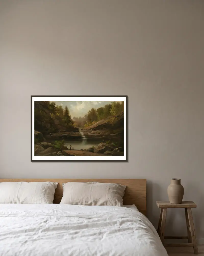 Mountain Pool av Robert S. Duncanson inramad på en vägg