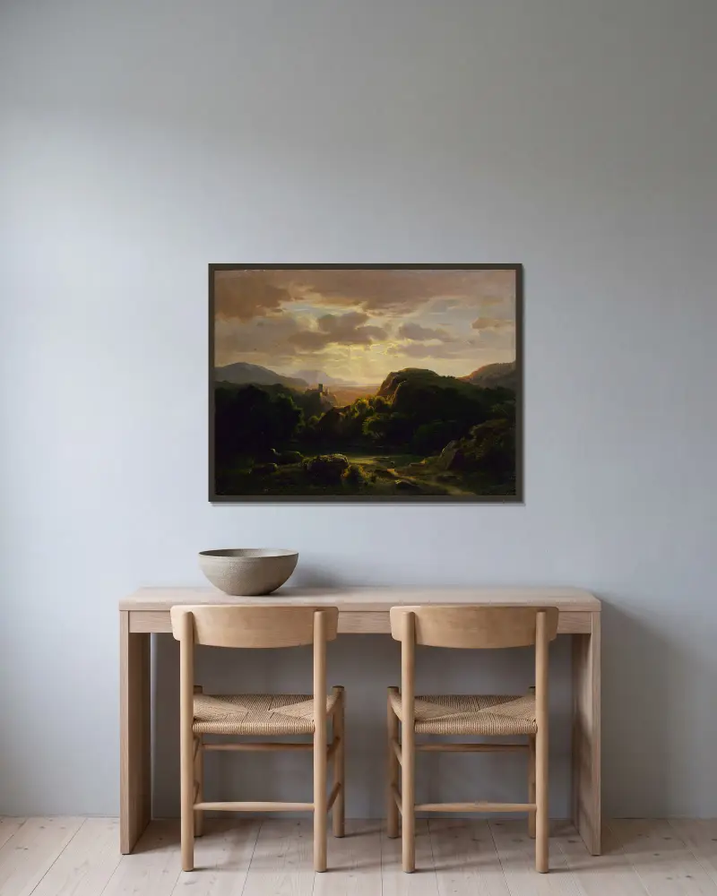 Minne av en scen nära Auerbach av Robert S. Duncanson inramad på en vägg