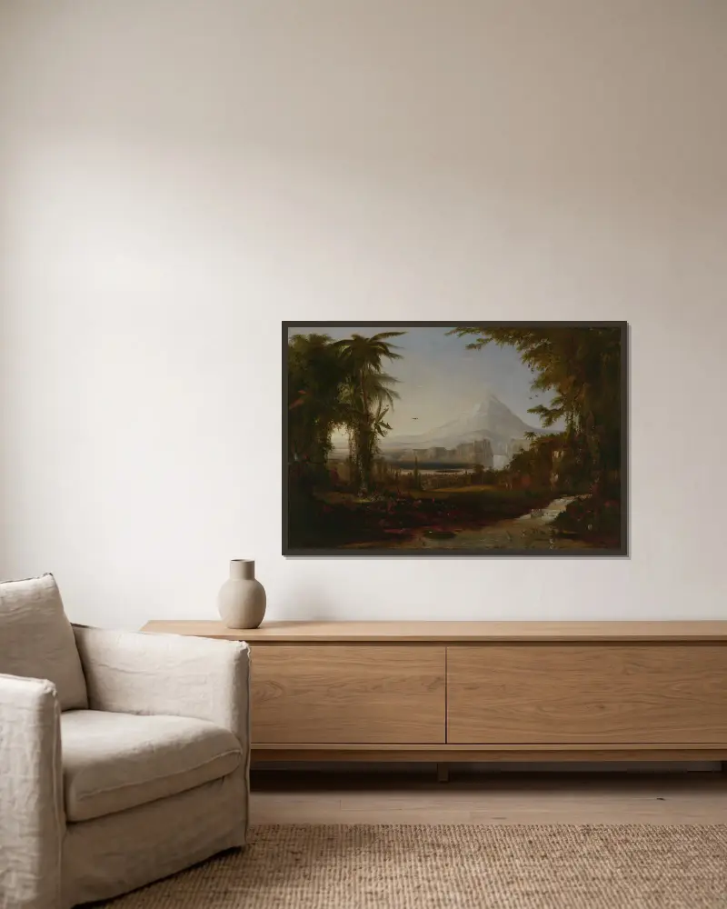 Edens trädgård av Robert S. Duncanson inramad på en vägg