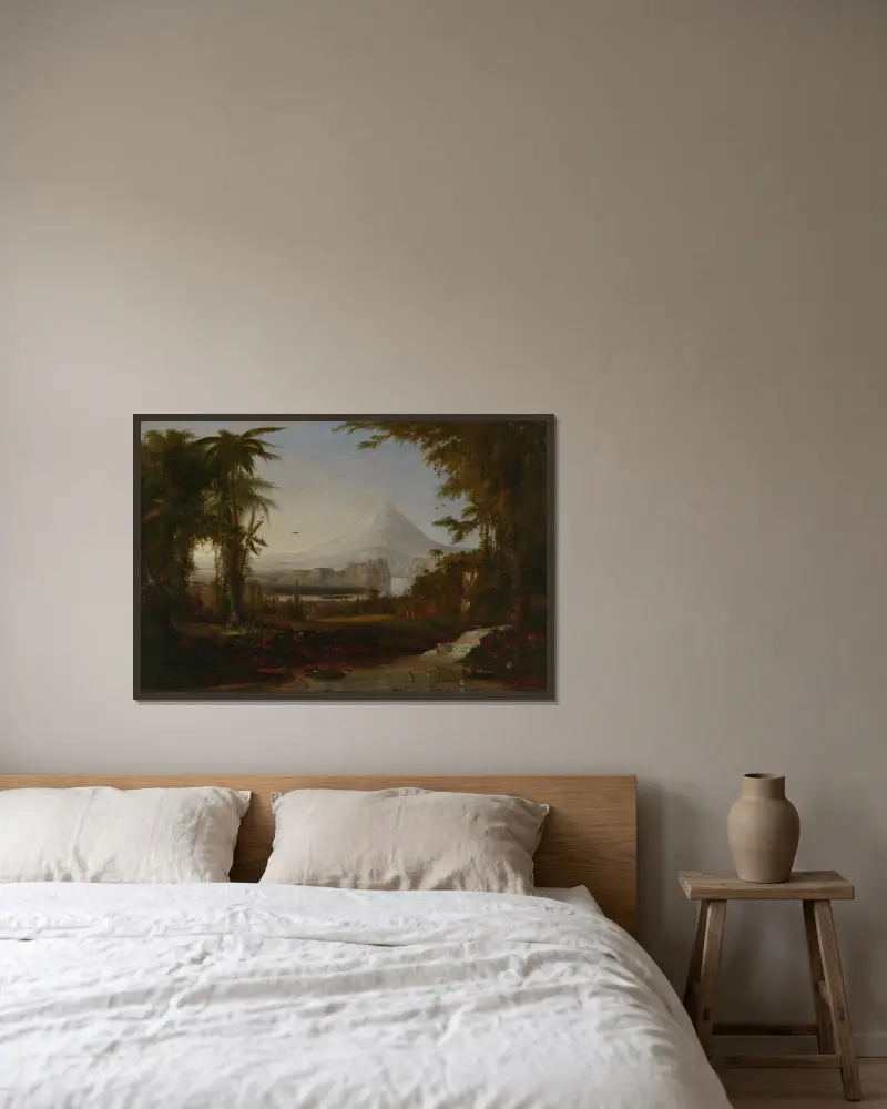Edens trädgård av Robert S. Duncanson inramad på en vägg