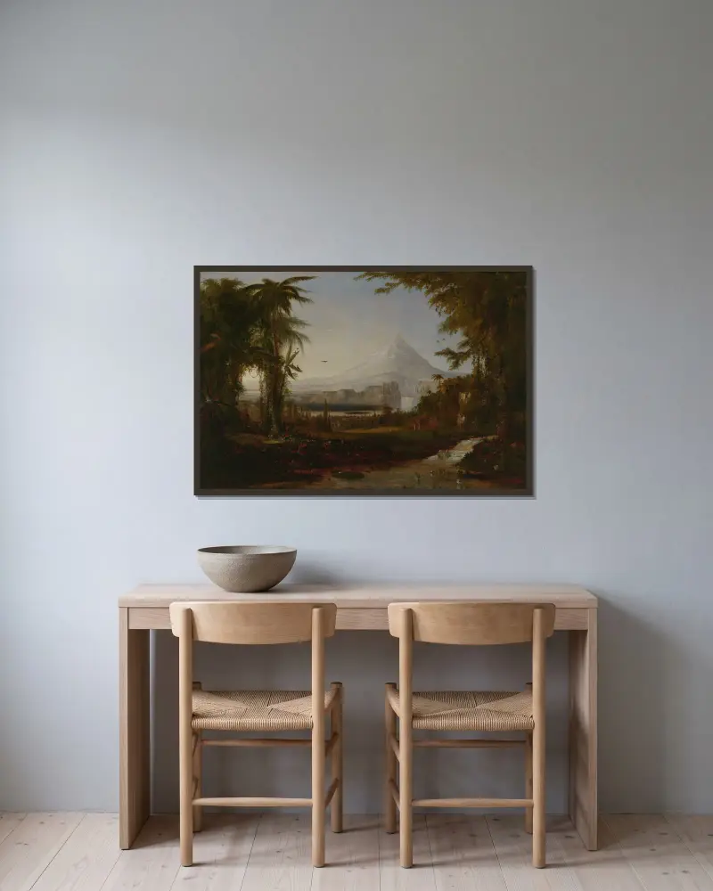 Edens trädgård av Robert S. Duncanson inramad på en vägg