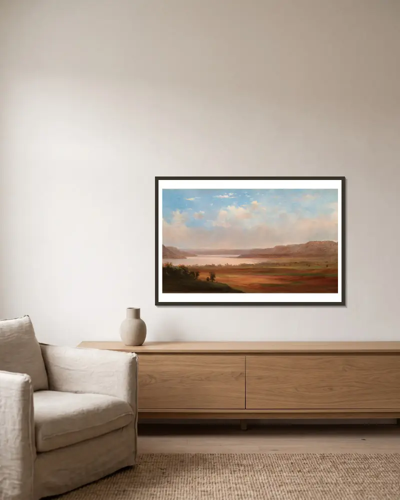 Blick auf Lake Pepin, Minnesota von Robert S. Duncanson gerahmt an einer Wand