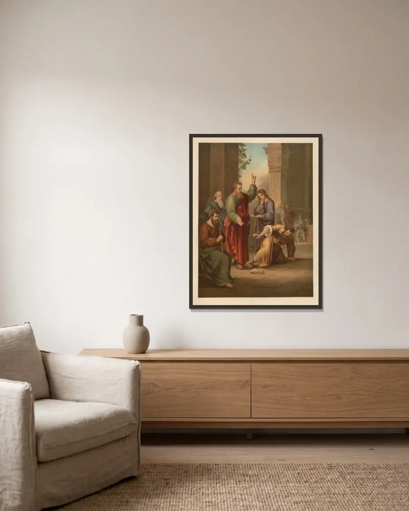 Ananias und Saphira von Jan Ladislaw Sýkora gerahmt an einer Wand