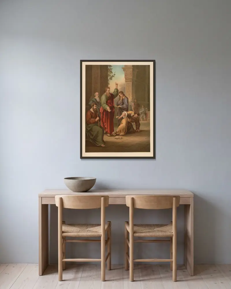 Ananias und Saphira von Jan Ladislaw Sýkora gerahmt an einer Wand
