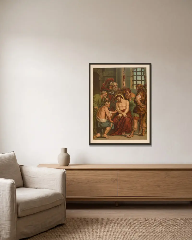 Christus verlacht von Jan Ladislaw Sýkora gerahmt an einer Wand