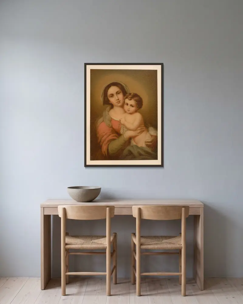 Maria s dítětem, Jan Ladislaw Sýkora v rámu na stěně