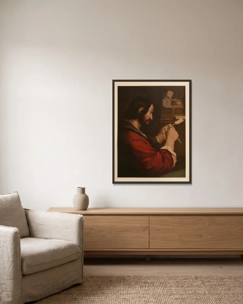 Der Evangelist Markus von Jan Ladislaw Sýkora gerahmt an einer Wand