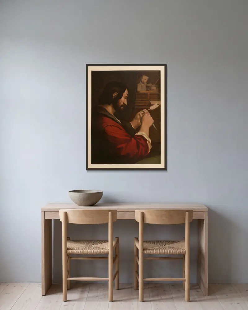 Der Evangelist Markus von Jan Ladislaw Sýkora gerahmt an einer Wand