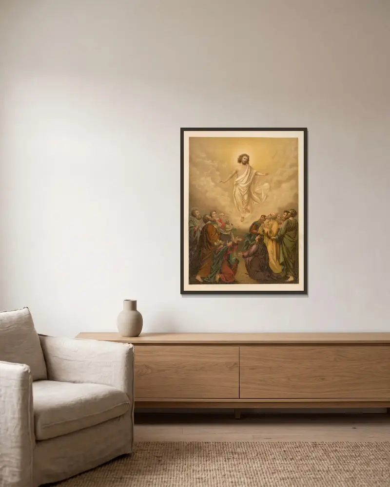 Die Himmelfahrt Christi von Jan Ladislaw Sýkora gerahmt an einer Wand