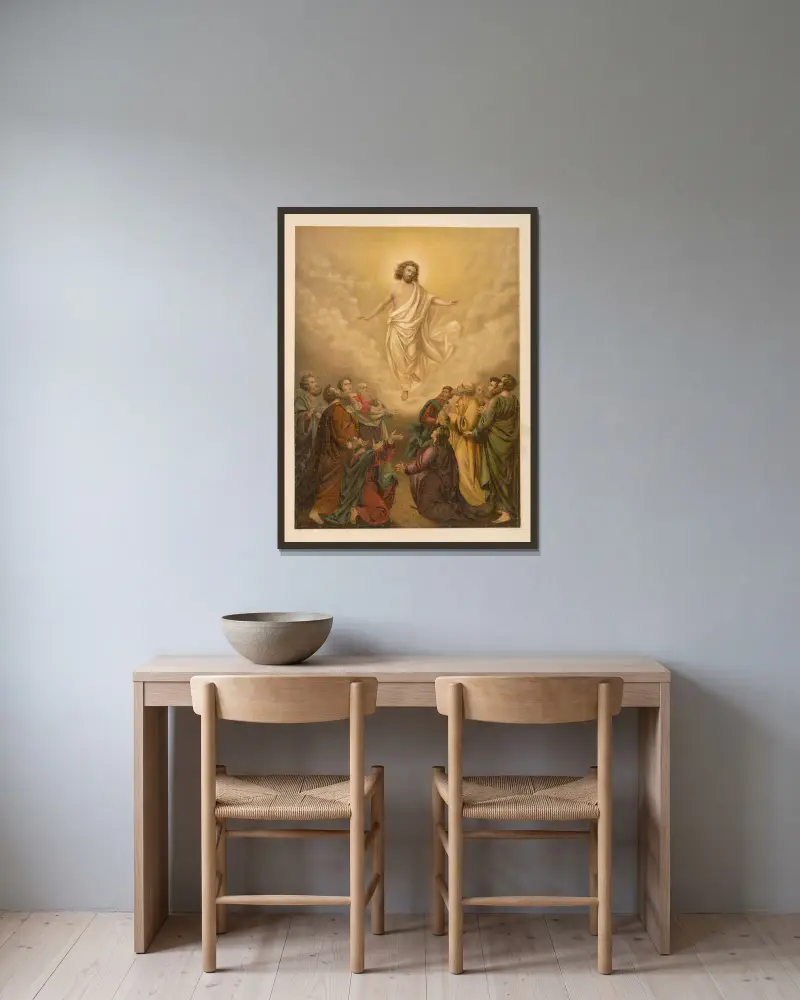 Die Himmelfahrt Christi von Jan Ladislaw Sýkora gerahmt an einer Wand