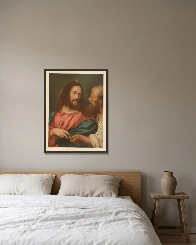 Myntet till tempelskatten av Jan Ladislaw Sýkora inramad på en vägg