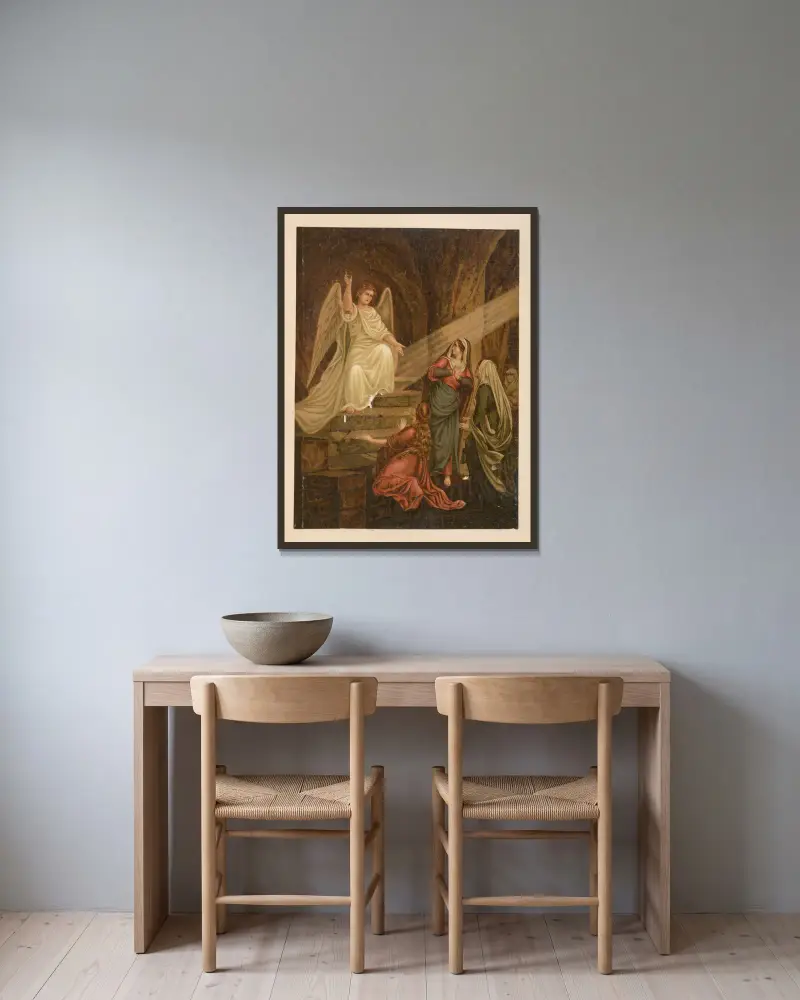 De heliga kvinnorna vid graven av Jan Ladislaw Sýkora inramad på en vägg