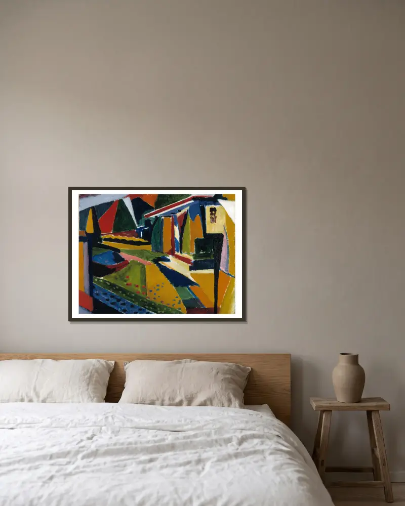 Abstract Landscape av Henry Lyman Saÿen inramad på en vägg