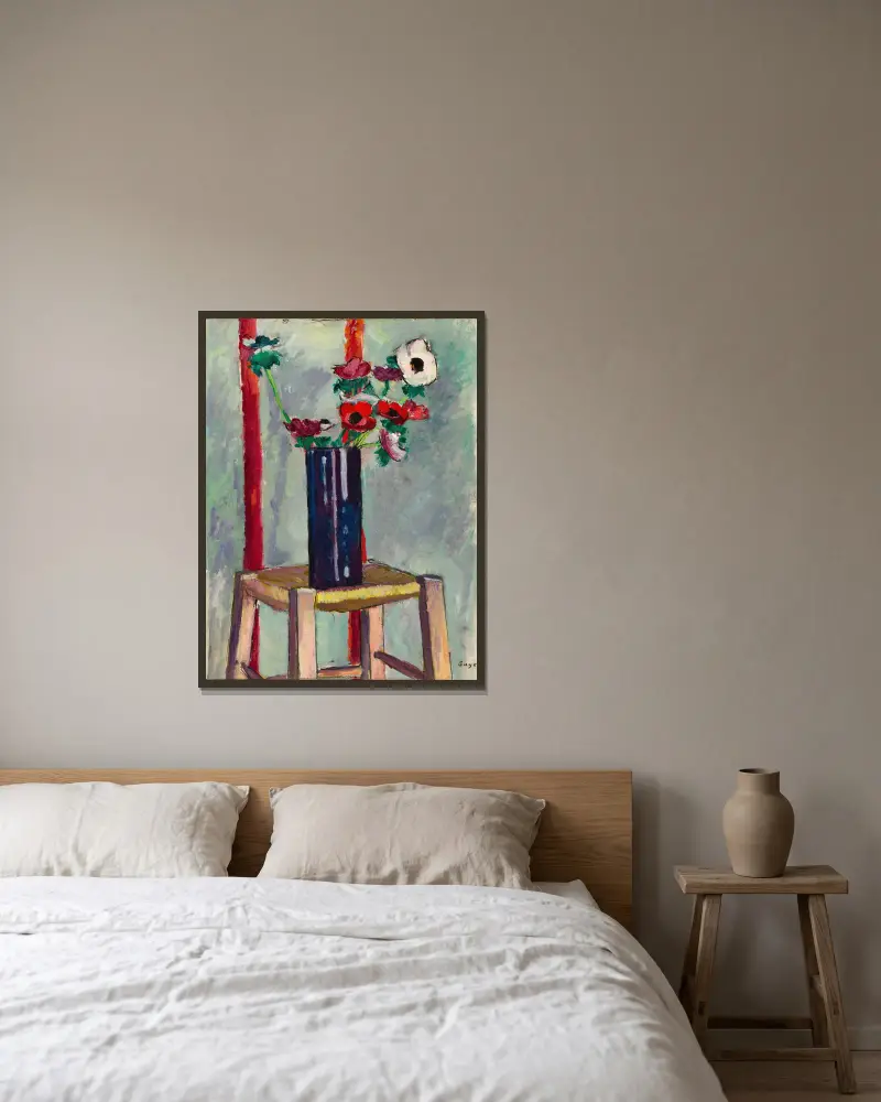 Anemones av Henry Lyman Saÿen inramad på en vägg