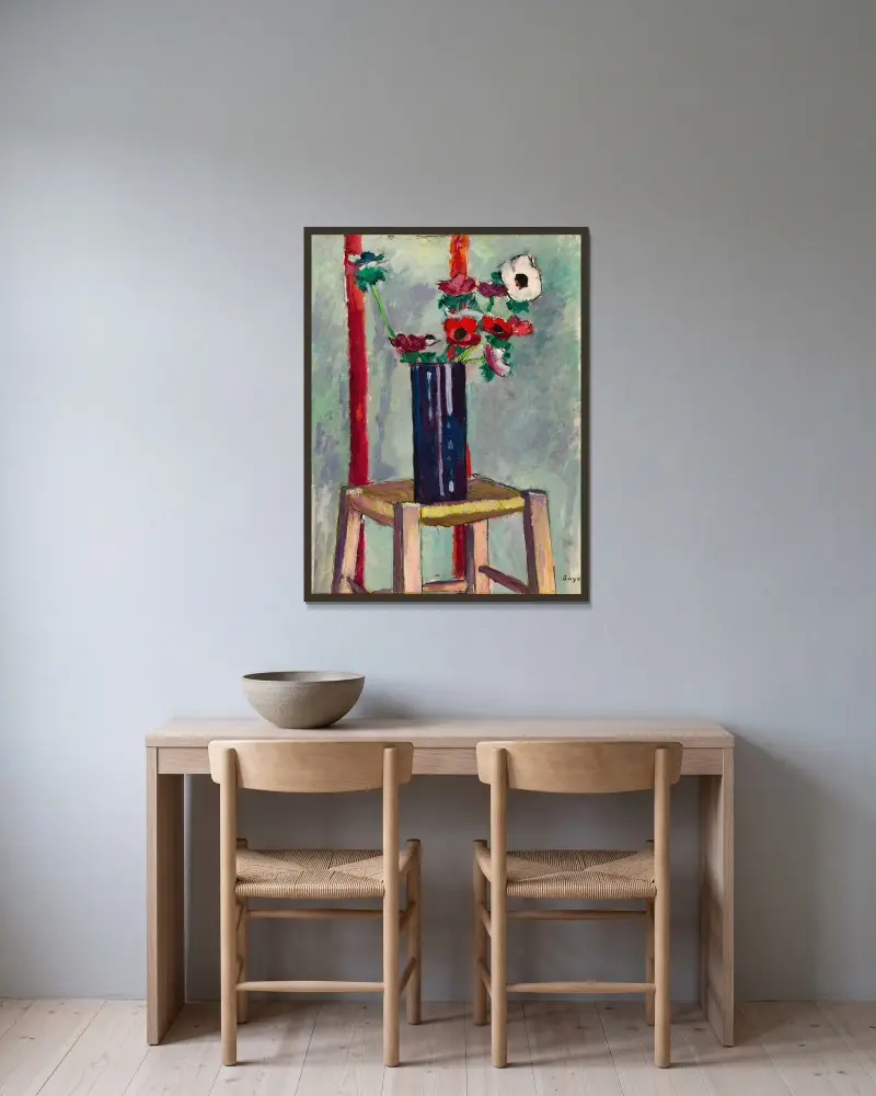 Anemones av Henry Lyman Saÿen inramad på en vägg