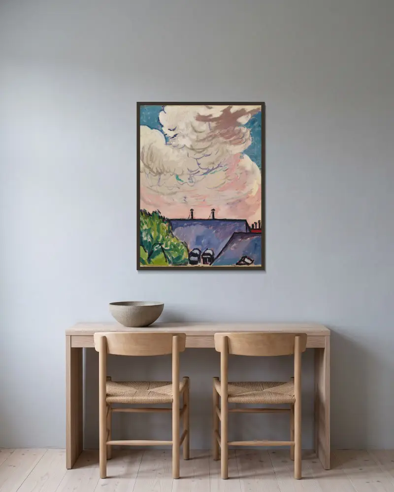 Clouds av Henry Lyman Saÿen inramad på en vägg