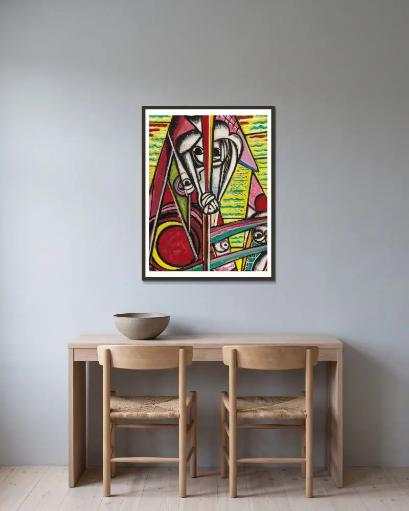 Cubist Composition av Henry Lyman Saÿen inramad på en vägg