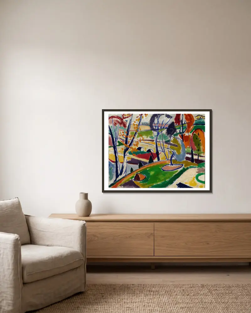 Décor Plat av Henry Lyman Saÿen inramad på en vägg