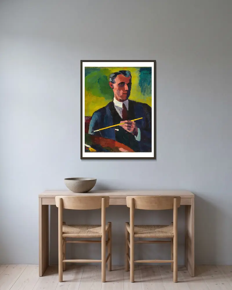 Autoportret, Henry Lyman Saÿen w ramie na ścianie
