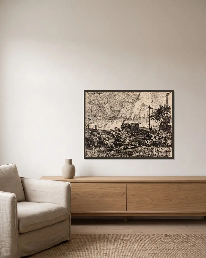 The Schuylkill no. 6 av Henry Lyman Saÿen inramad på en vägg