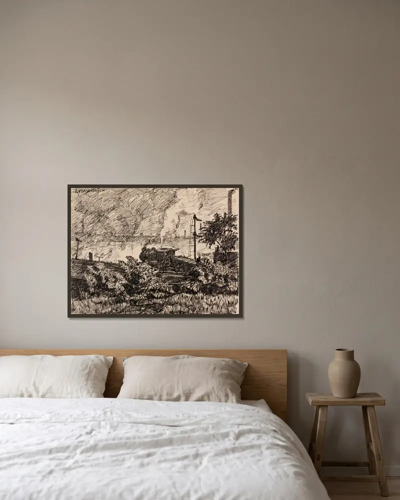 The Schuylkill no. 6 av Henry Lyman Saÿen inramad på en vägg