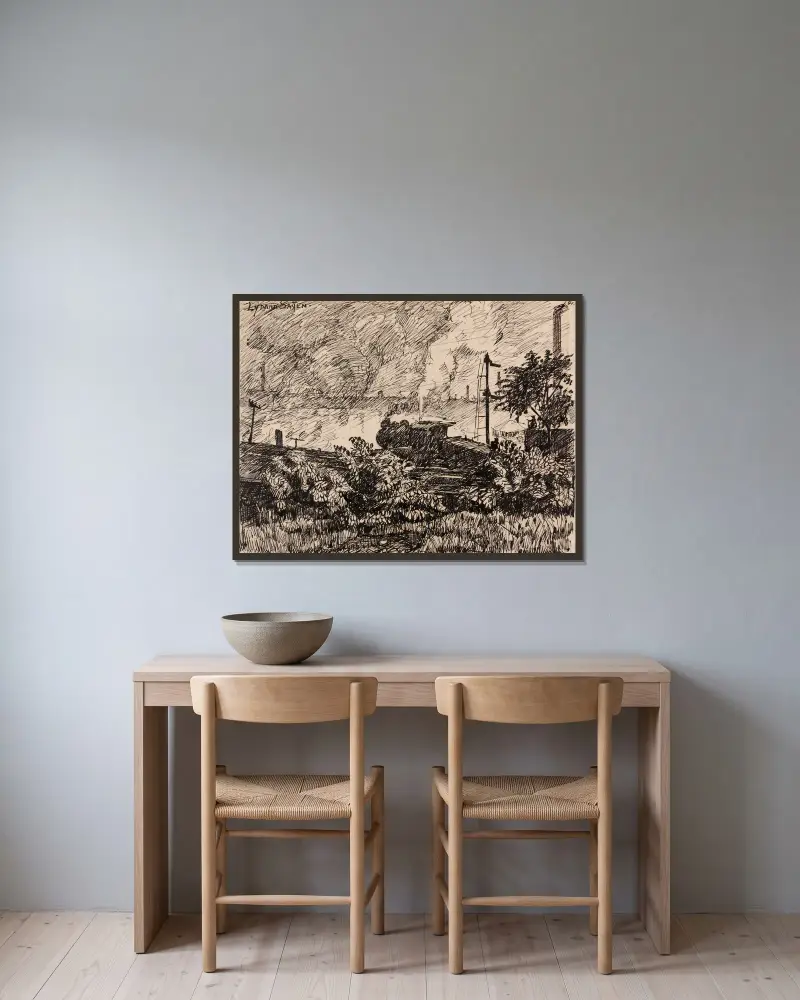 The Schuylkill no. 6 av Henry Lyman Saÿen inramad på en vägg