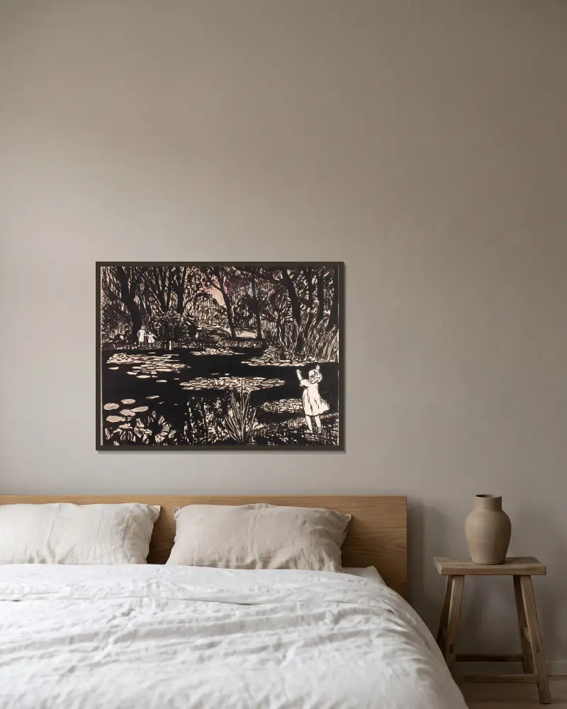Untitled (Lily Pond) – nr 5 av Henry Lyman Saÿen inramad på en vägg