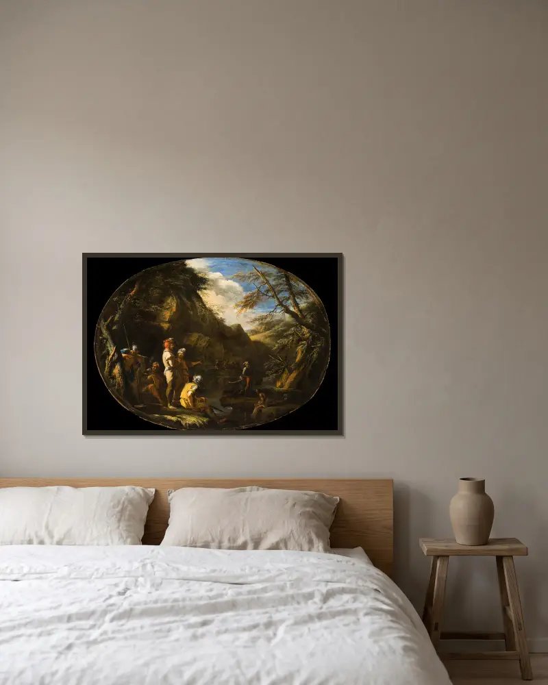 Landschaft mit bewaffneten Männern, 1640 – Nr. 1 von Salvator Rosa gerahmt an einer Wand