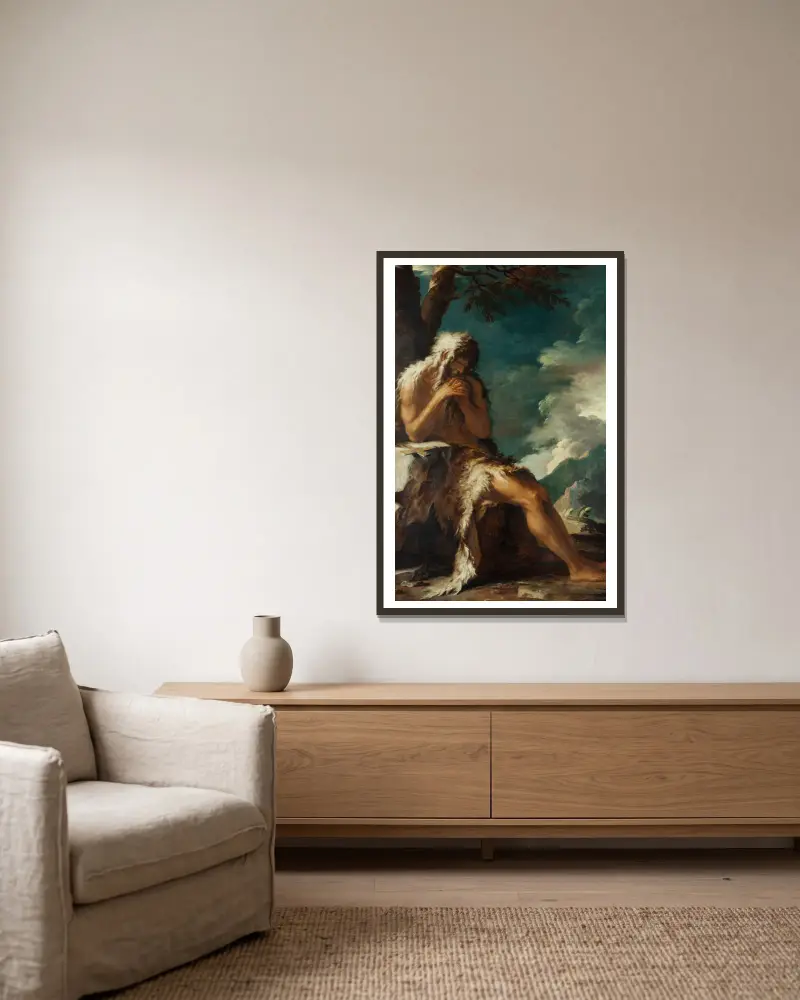 Der heilige Onuphrius von Salvator Rosa gerahmt an einer Wand