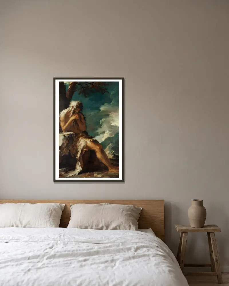 Der heilige Onuphrius von Salvator Rosa gerahmt an einer Wand