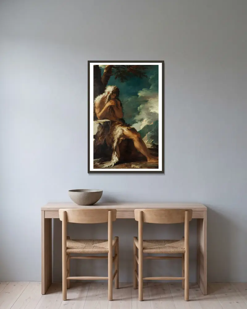 Der heilige Onuphrius von Salvator Rosa gerahmt an einer Wand