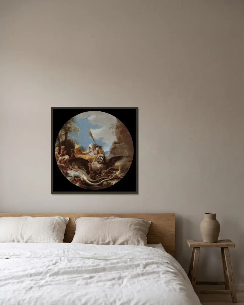 Häxscener, dag av Salvator Rosa inramad på en vägg