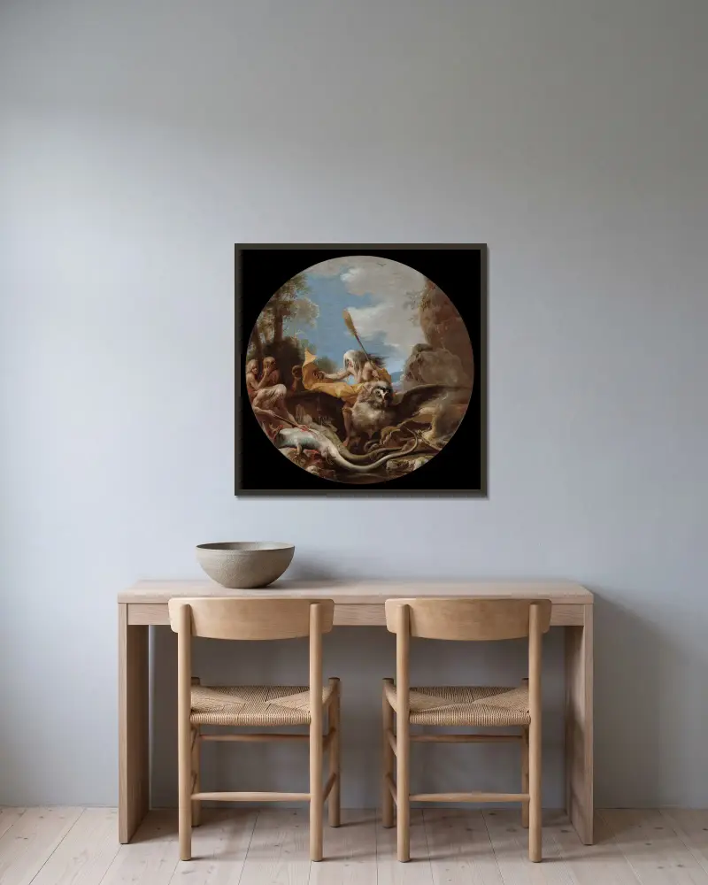 Häxscener, dag av Salvator Rosa inramad på en vägg