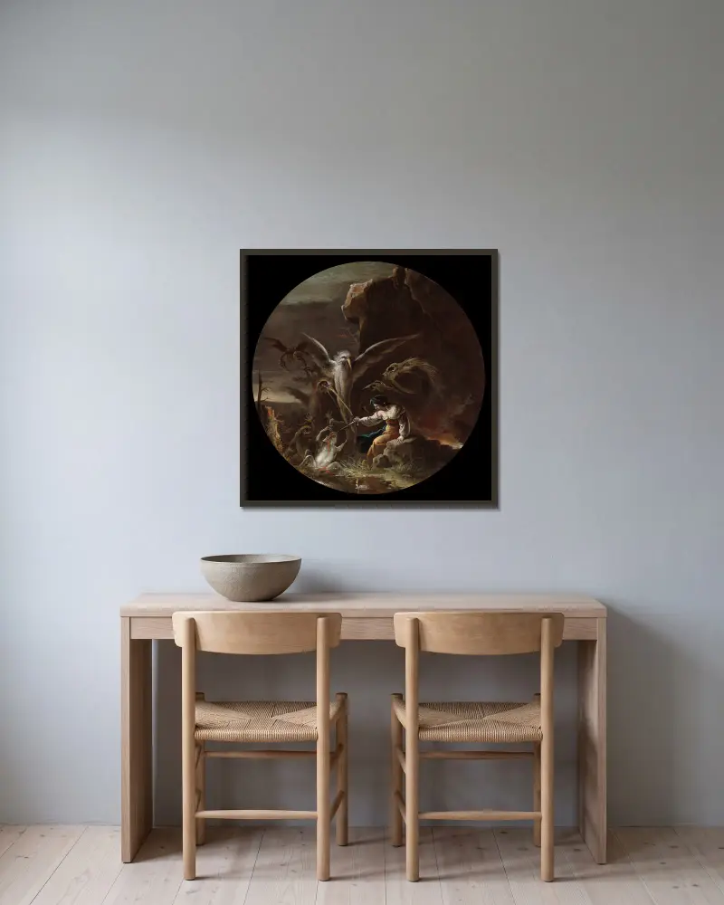 Szenen der Hexerei, Morgen von Salvator Rosa gerahmt an einer Wand