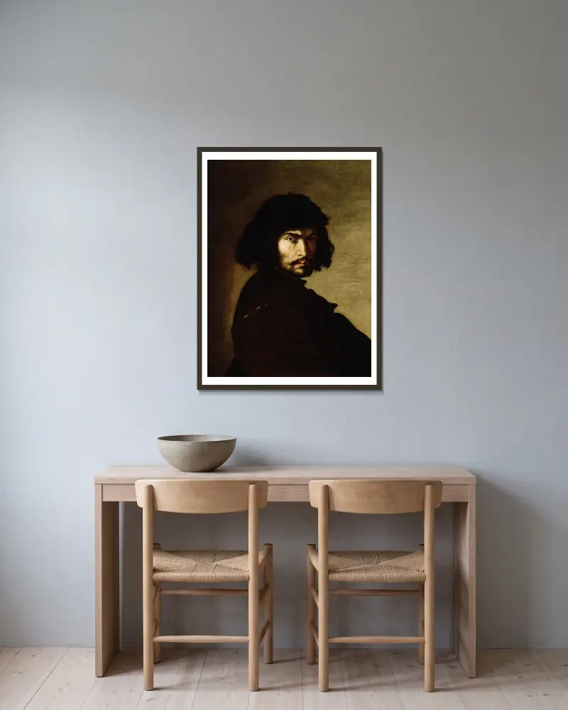Selbstbildnis von Salvator Rosa gerahmt an einer Wand