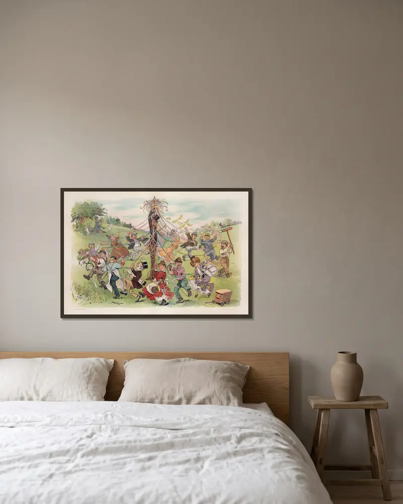 In the merry month of May av Samuel Ehrhart inramad på en vägg