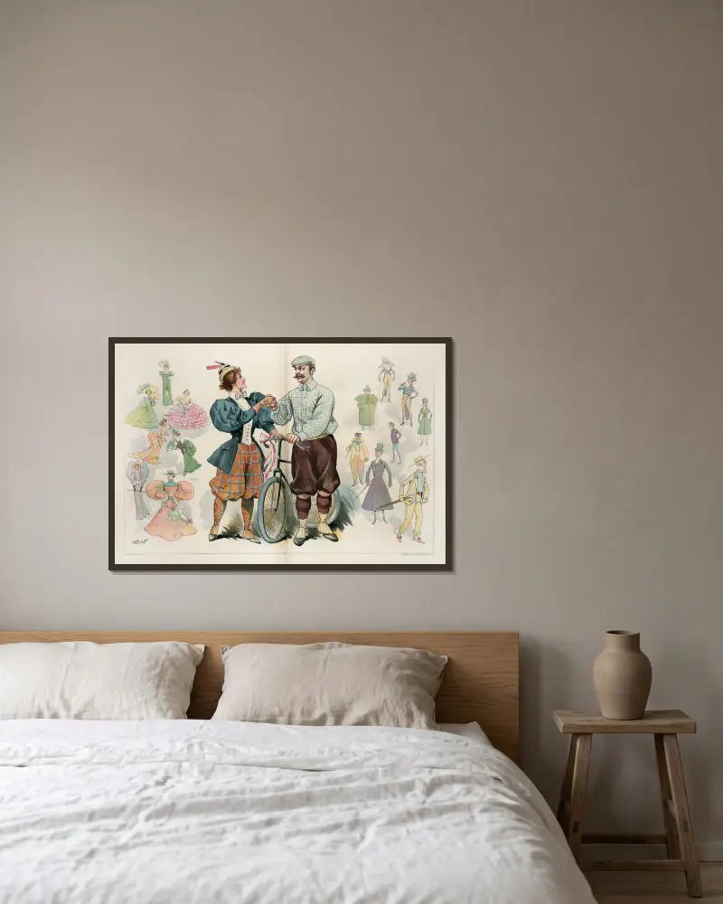 Das Fahrrad – die große Kleiderreformerin des 19. Jahrhunderts! von Samuel Ehrhart gerahmt an einer Wand