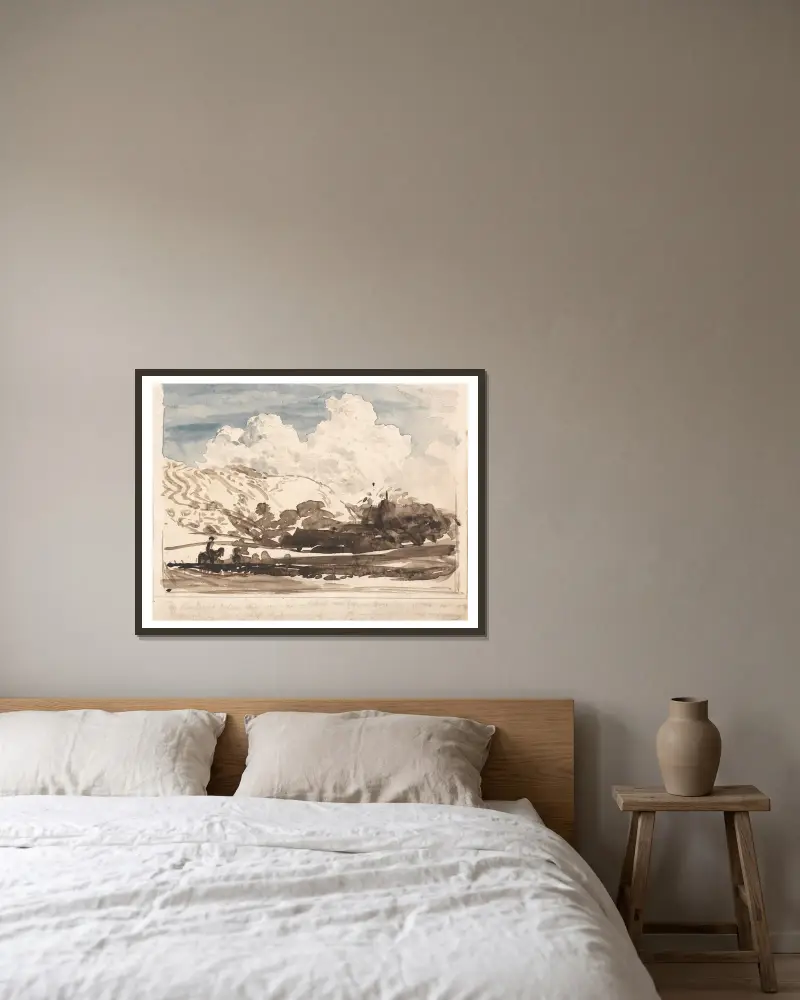 Die helle Wolke von Samuel Palmer gerahmt an einer Wand