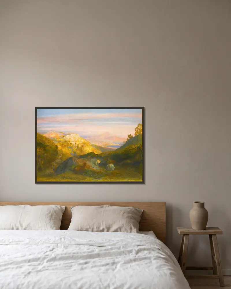 Det nära och det fjärran; från södra Italien av Samuel Palmer inramad på en vägg
