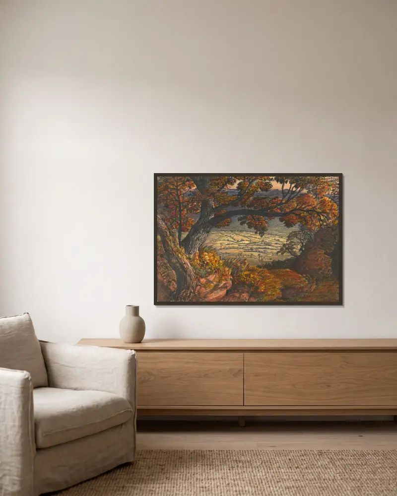 Der Weald von Kent von Samuel Palmer gerahmt an einer Wand
