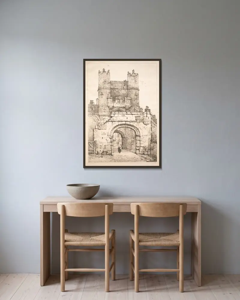 In York, mittelalterliches Tor von Samuel Prout gerahmt an einer Wand