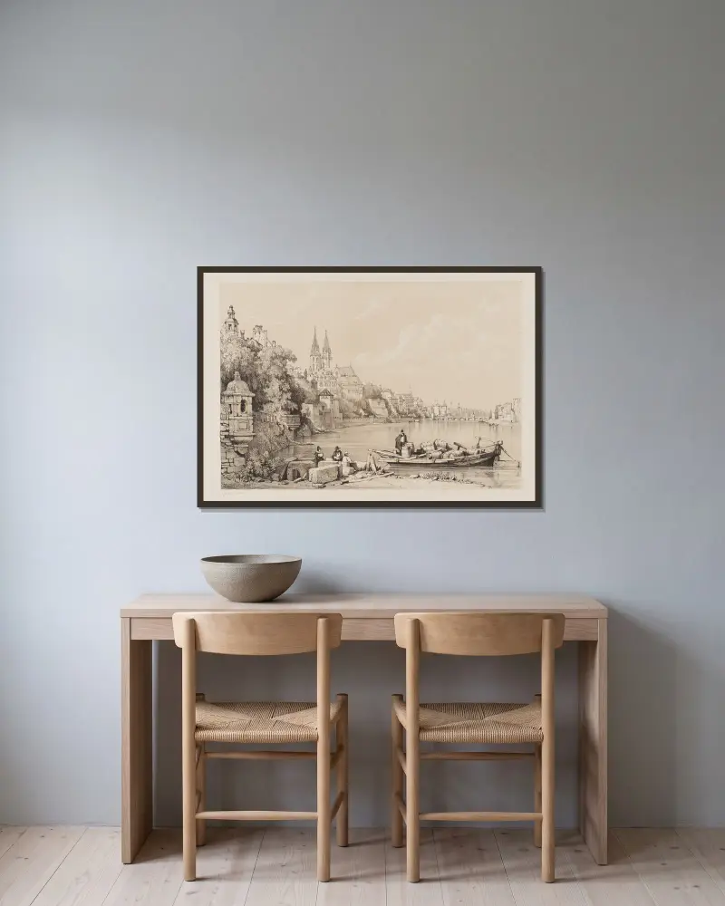 Basel, 1839 – Nr. 2 von Samuel Prout gerahmt an einer Wand