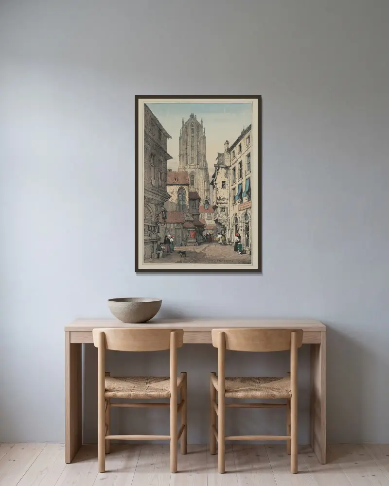 Der Dom in Frankfurt von Samuel Prout gerahmt an einer Wand